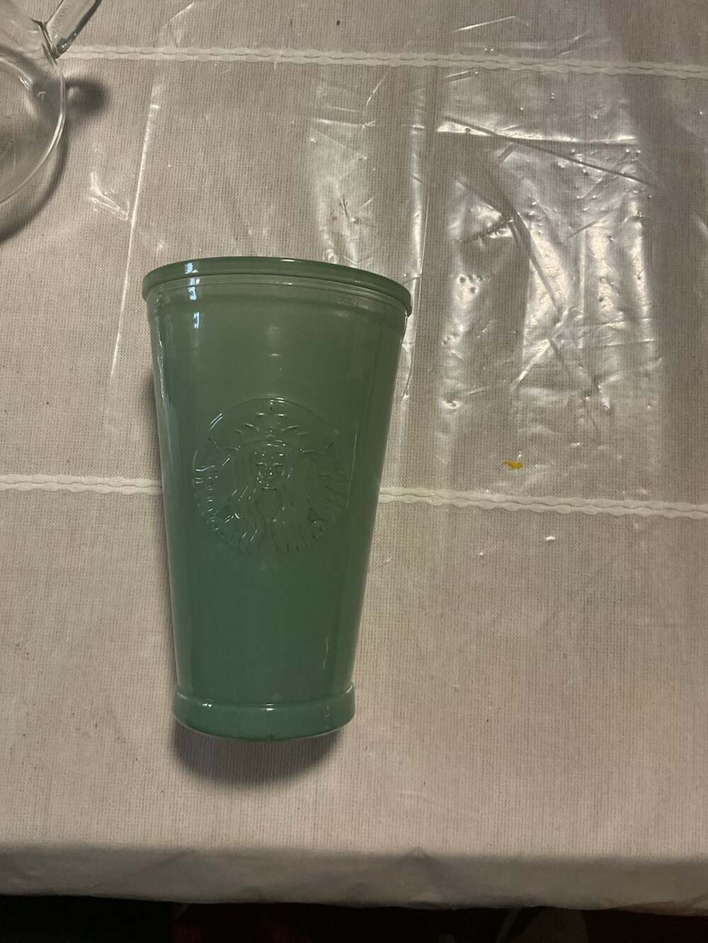 Starbucks Recycled Frosted Green Glass Cold Cup Tumbler 16oz Made in Spain